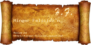 Hinger Felicián névjegykártya